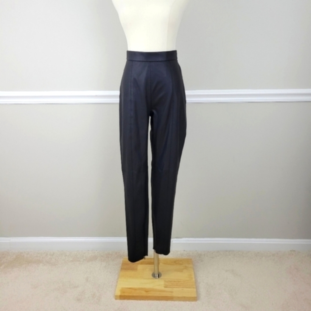 ZARA Black Faux Leather High Waist Leggings Moto Pants Size M